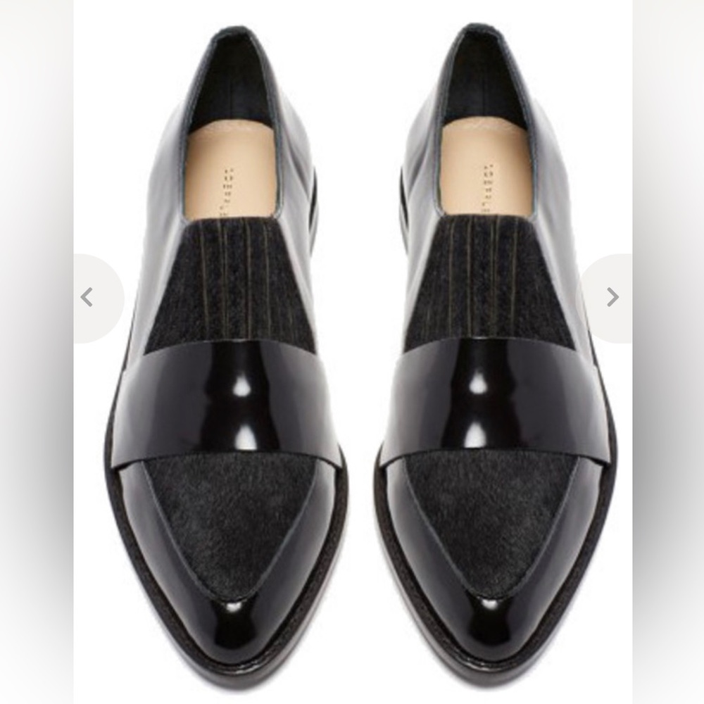 Loeffler Randall black Rosa calf hair loafers size 5/5.5